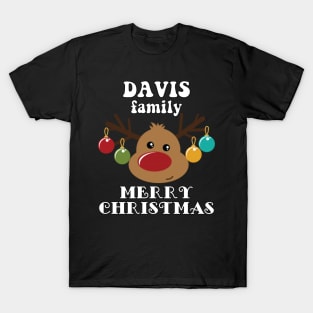 Family Christmas - Merry Christmas DAVIS family, Family Christmas Reindeer T-shirt, Pjama T-shirt T-Shirt